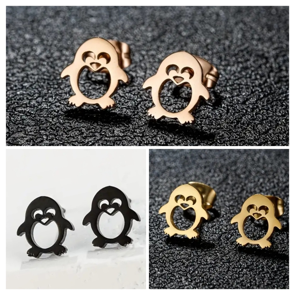4 for $24 | Penguin Stainless Steel Stud Earrings